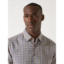 Chemise à Carreaux Jean Bleu Marron Homme - Izac -Teddy Smith Magasin chemise a carreaux jean bleu marron homme izac 3