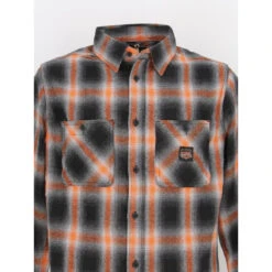 Chemise à Carreaux Plaid Orange Noir Homme - Von Dutch -Teddy Smith Magasin chemise a carreaux plaid orange noir homme von dutch 2
