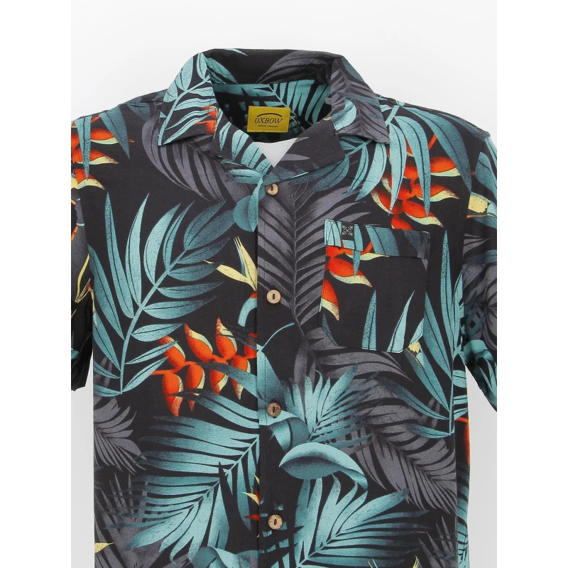 Chemise à Fleurs Imprimés Noir Vert Homme - Oxbow 5 Chemise à Fleurs Imprimés Noir Vert Homme - Oxbow – Image 3