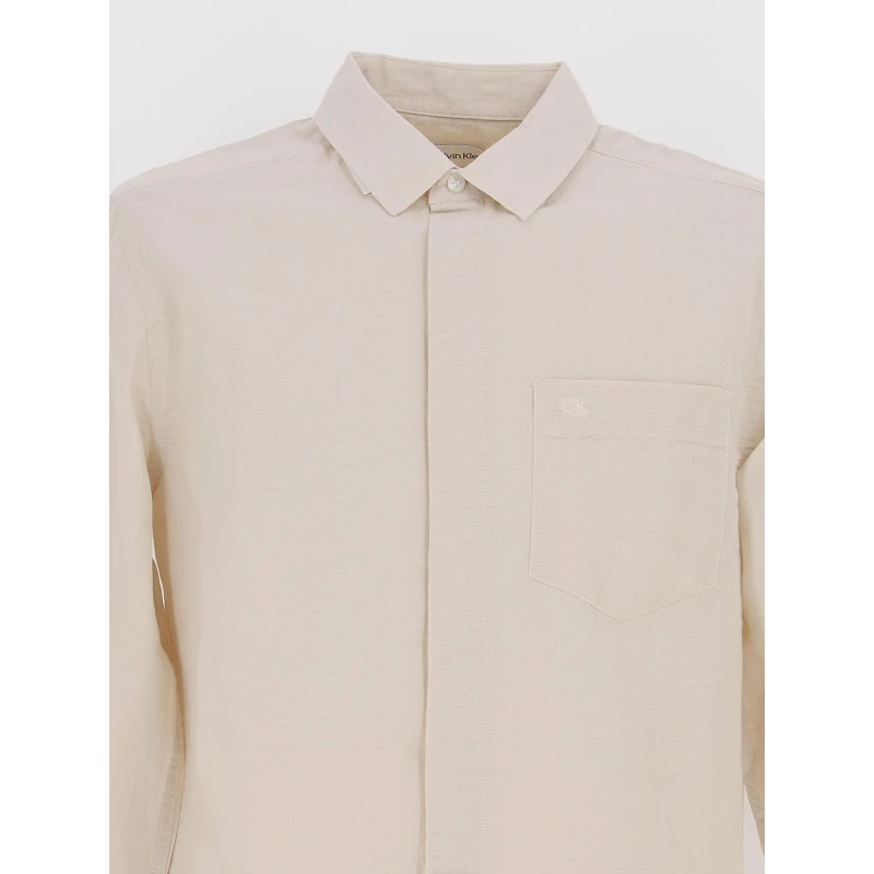 Chemise En Lin Beige Homme - Calvin Klein 5 Chemise En Lin Beige Homme - Calvin Klein – Image 3