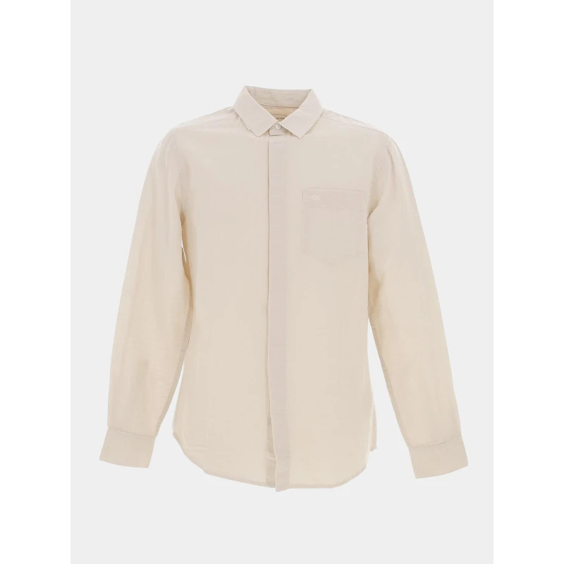 Chemise En Lin Beige Homme - Calvin Klein 3 Chemise En Lin Beige Homme - Calvin Klein