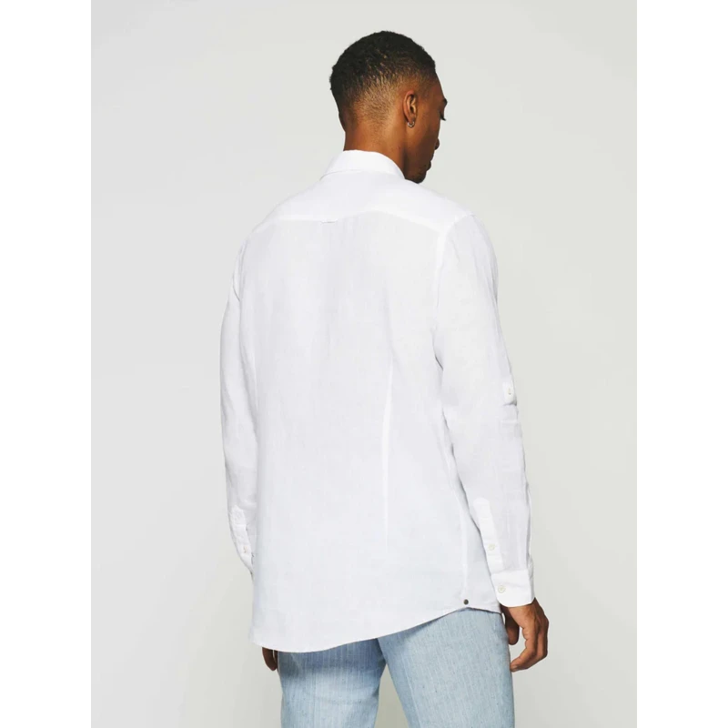 Chemise En Lin Kiss Blanc Homme - Izac 4 Chemise En Lin Kiss Blanc Homme - Izac – Image 2