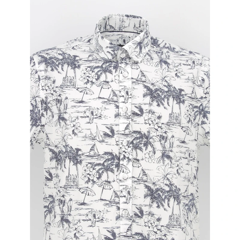 Chemise Imprimé Floral Kamille Blanc Bleu Homme - Izac 6 Chemise Imprimé Floral Kamille Blanc Bleu Homme - Izac – Image 4