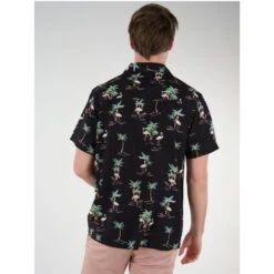 Chemise Imprimés Flamants Rose Cabana Noir Homme - Deeluxe -Teddy Smith Magasin chemise imprimes flamants rose cabana noir homme deeluxe 1