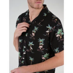 Chemise Imprimés Flamants Rose Cabana Noir Homme - Deeluxe -Teddy Smith Magasin chemise imprimes flamants rose cabana noir homme deeluxe 3