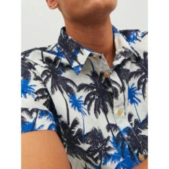 Chemise Imprimés Palmiers James Tulum Bleu Homme - Jack & Jones -Teddy Smith Magasin chemise imprimes palmiers james tulum bleu homme jack jones 2
