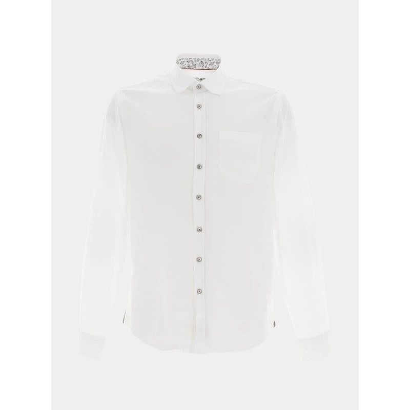 Chemise Kenta Coudières Fleurs Blanc Homme - Izac 3 Chemise Kenta Coudières Fleurs Blanc Homme - Izac