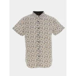 Chemise Manches Courtes à Motifs Beige Homme - RMS 26