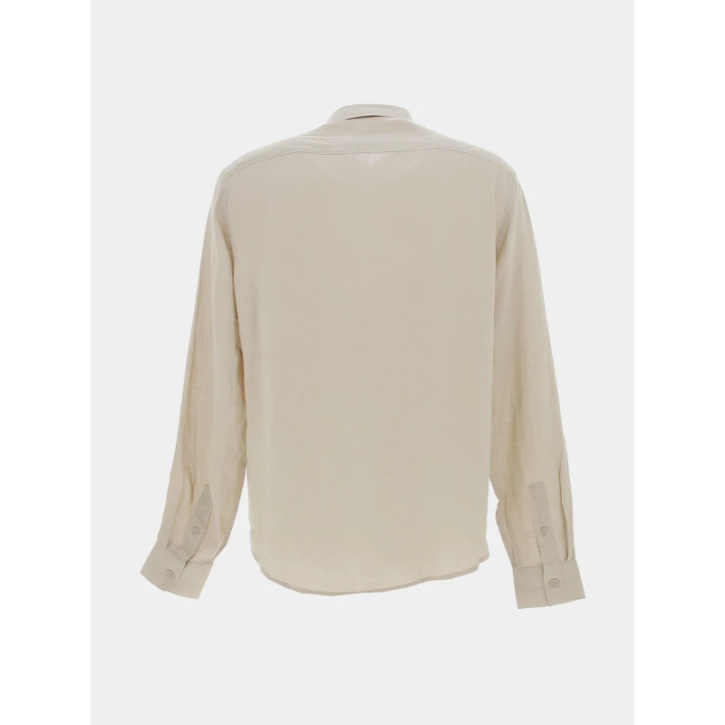 Chemise Manches Longues En Lin Beige Homme - Armani Exchange 4 Chemise Manches Longues En Lin Beige Homme - Armani Exchange – Image 2