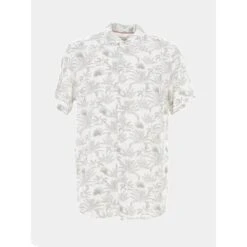 Chemise Palmiers Willson Blanc Kaki Homme - Deeluxe