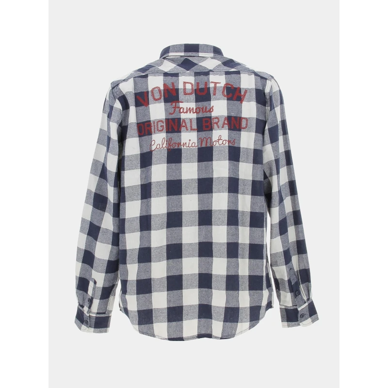 Chemise à Carreaux Plaid Bleu Marine Homme - Von Dutch 4 Chemise à Carreaux Plaid Bleu Marine Homme - Von Dutch – Image 2