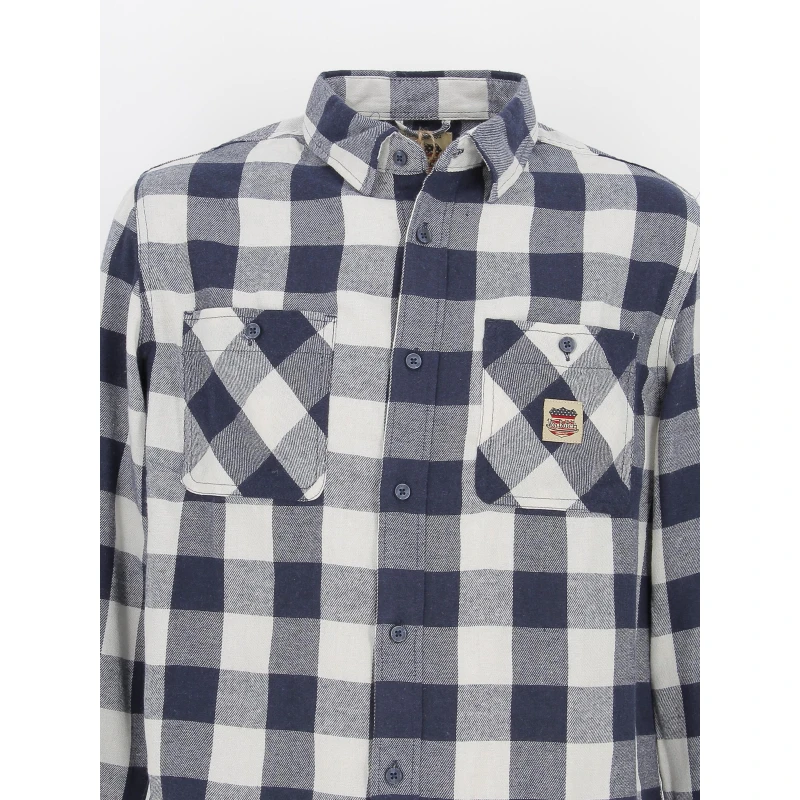 Chemise à Carreaux Plaid Bleu Marine Homme - Von Dutch 5 Chemise à Carreaux Plaid Bleu Marine Homme - Von Dutch – Image 3