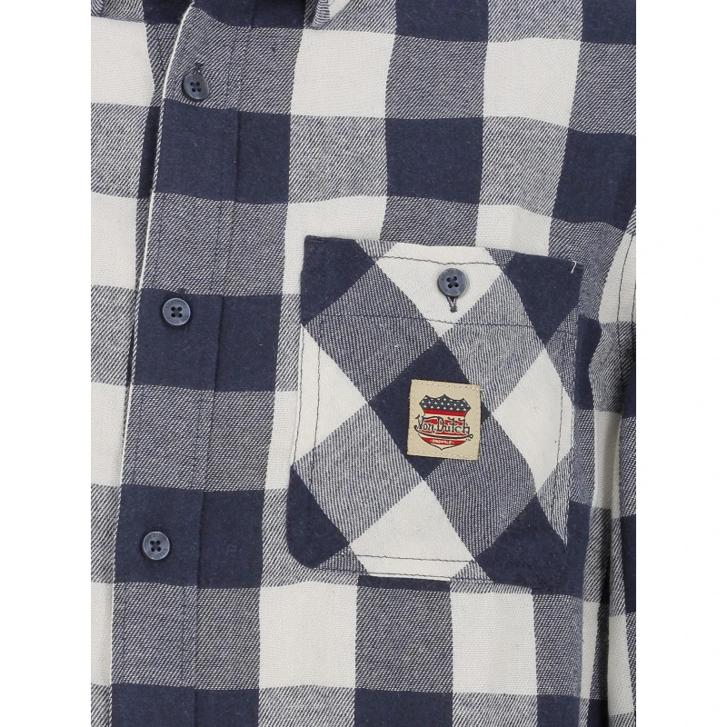 Chemise à Carreaux Plaid Bleu Marine Homme - Von Dutch 6 Chemise à Carreaux Plaid Bleu Marine Homme - Von Dutch – Image 4