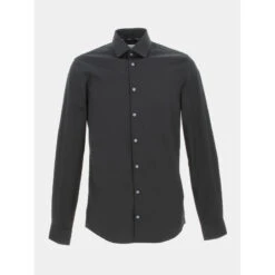 Chemise Slim Manches Longues Poplin Noir Homme - Calvin Klein