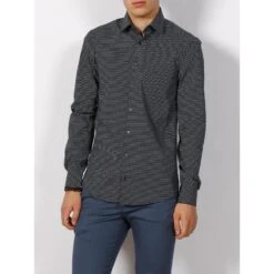 Chemise Stretch Dash Print Bleu Marine Homme - Calvin Klein