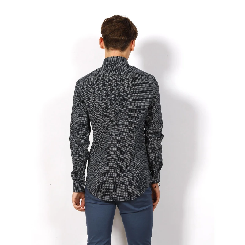 Chemise Stretch Dash Print Bleu Marine Homme - Calvin Klein 4 Chemise Stretch Dash Print Bleu Marine Homme - Calvin Klein – Image 2