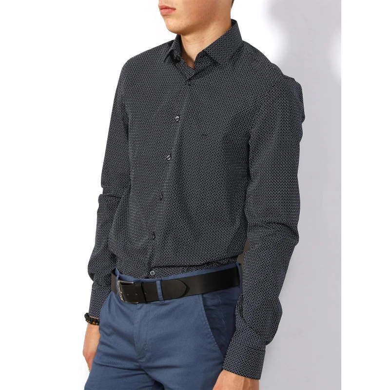 Chemise Stretch Dash Print Bleu Marine Homme - Calvin Klein 5 Chemise Stretch Dash Print Bleu Marine Homme - Calvin Klein – Image 3