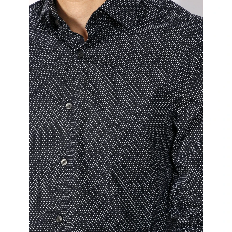 Chemise Stretch Dash Print Bleu Marine Homme - Calvin Klein 6 Chemise Stretch Dash Print Bleu Marine Homme - Calvin Klein – Image 4