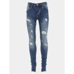 Jean Skinny Effet Usé Bleu Homme - Project X Paris