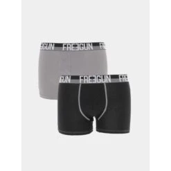 Pack 2 Boxers Ultra Stretch Gris Noir Homme - Freegun
