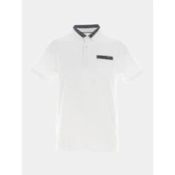 Polo Fast Col Pois Blanc Homme - Deeluxe