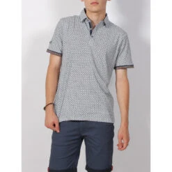 Polo Imprimés Allover Mosaïque Bleu Marine Homme - Rms 26