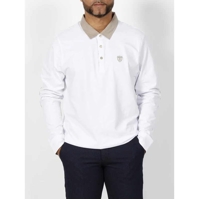 Polo Manches Longues Nara Blanc Homme - Izac 3 Polo Manches Longues Nara Blanc Homme - Izac