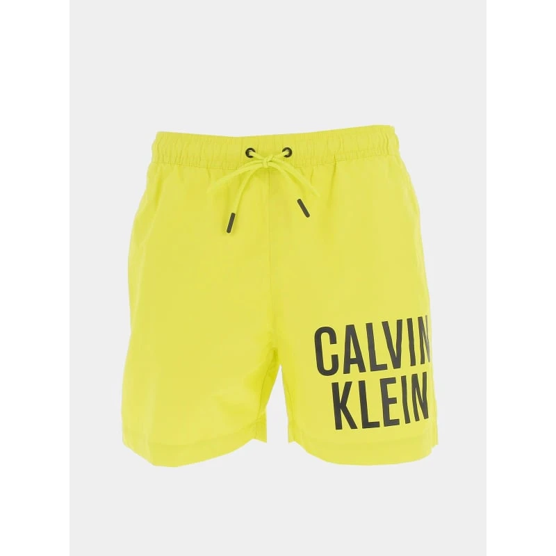 Short De Bain Medium Logo Jaune Homme - Calvin Klein 3 Short De Bain Medium Logo Jaune Homme - Calvin Klein