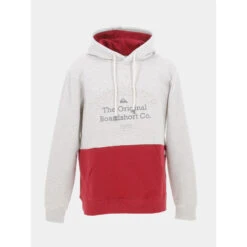 Sweat à Capuche Bicolore Embossé Gris Rouge Homme - Quiksilver