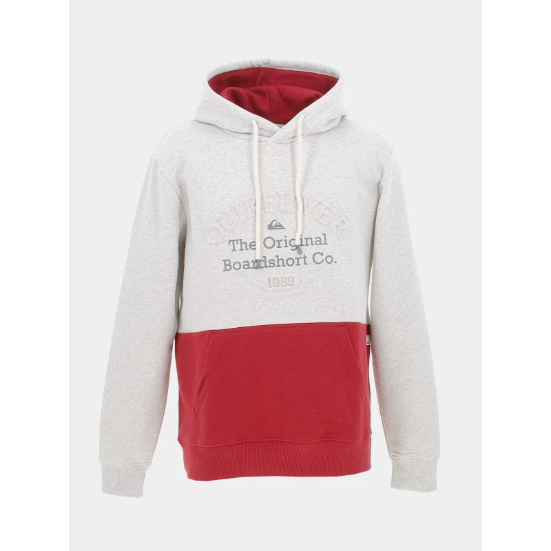 Sweat à Capuche Bicolore Embossé Gris Rouge Homme - Quiksilver 3 Sweat à Capuche Bicolore Embossé Gris Rouge Homme - Quiksilver