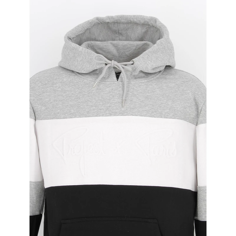 Sweat à Capuche Colorblock Noir/gris Homme - Project X Paris 5 Sweat à Capuche Colorblock Noir/gris Homme - Project X Paris – Image 3