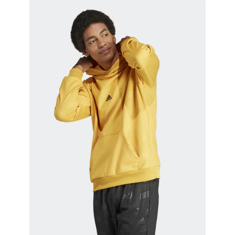 Sweat à Capuche Multi-logos Q4 Jaune Homme - Adidas 3 Sweat à Capuche Multi-logos Q4 Jaune Homme - Adidas