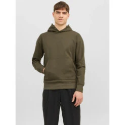 Sweat à Capuche Uni Sanchez Kaki Homme - Jack & Jones