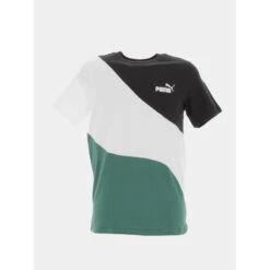 T-shirt Tricolore Vert Blanc Noir Homme - Puma