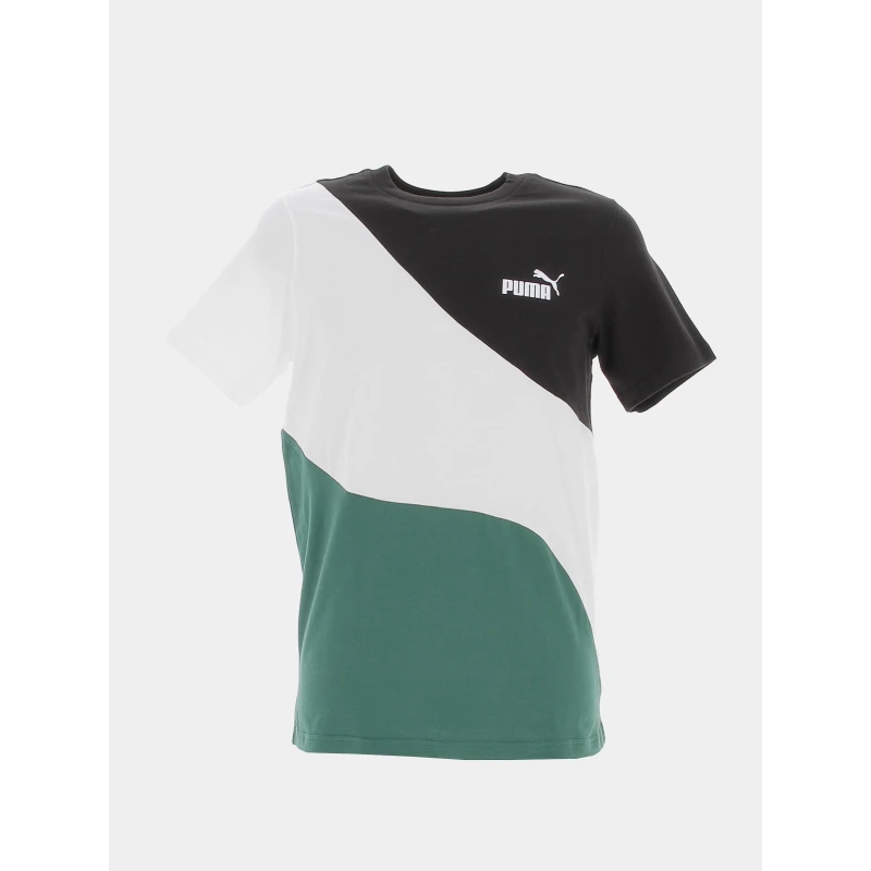 T-shirt Tricolore Vert Blanc Noir Homme - Puma 3 T-shirt Tricolore Vert Blanc Noir Homme - Puma
